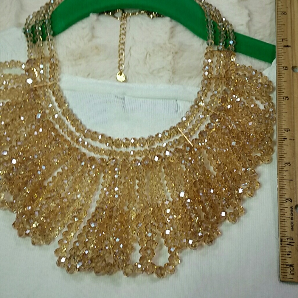 Champagne necklace glass crystals beautiful - Picture 5 of 5